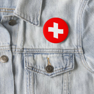Waving Switzerland flag 6 Cm Round Badge
