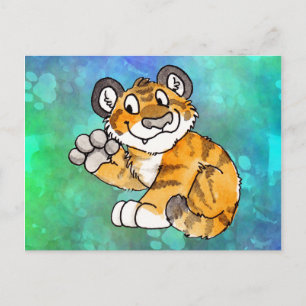 Waving Tiger Cub Postcard