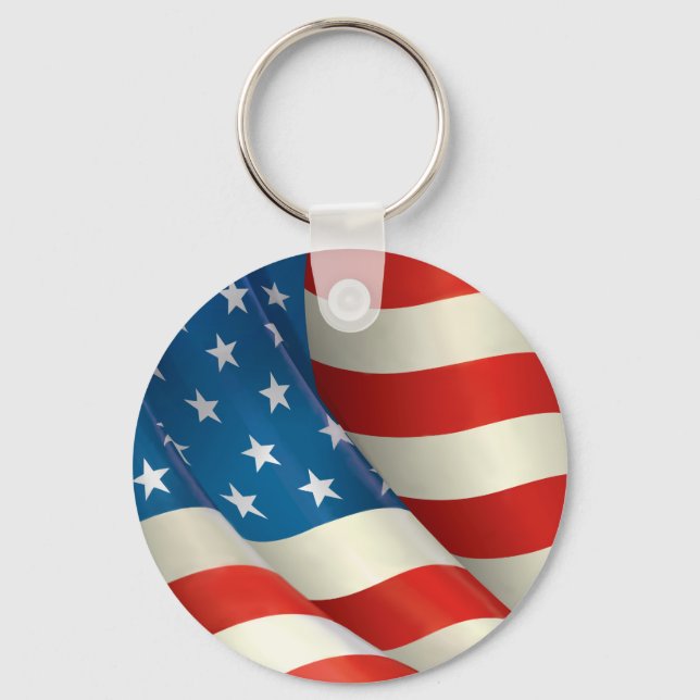 Waving U.S. Flag Key Ring (Front)