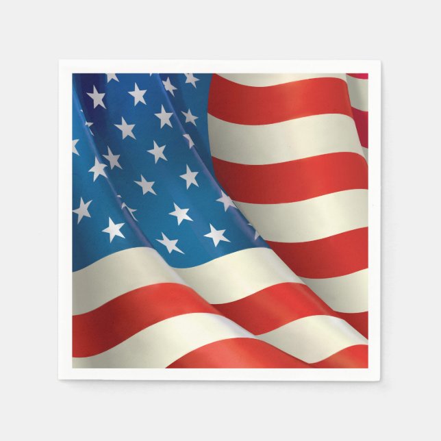 Waving U.S. Flag Patriotic Symbol of America Napkin (Front)