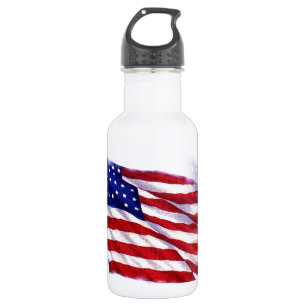 Waving US Flag 532 Ml Water Bottle