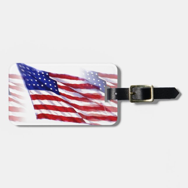 Waving US Flag Luggage Tag (Front Horizontal)