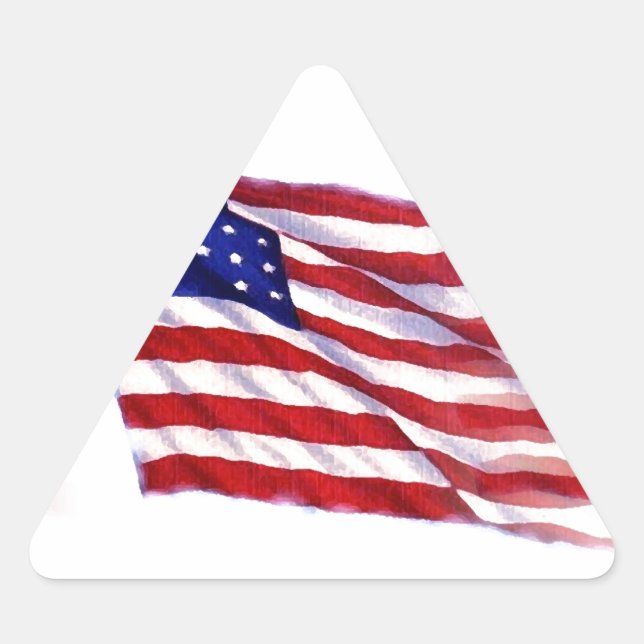 Waving US Flag Triangle Sticker (Front)