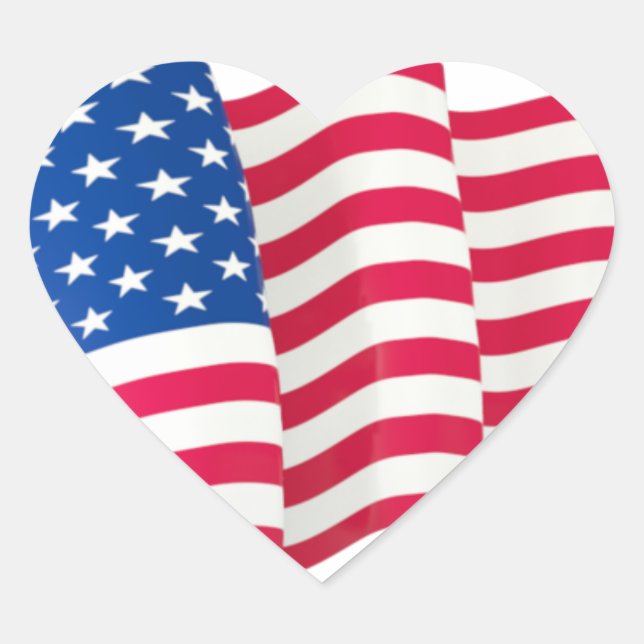 Waving USA Flag Red White Blue Stars Stripes Heart Sticker (Front)
