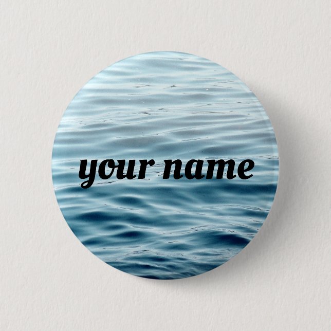 Waving water name 6 cm round badge (Front)