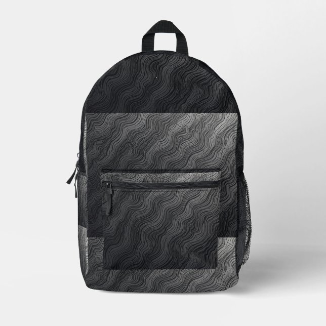 Wavs of Grey Printed Backpack (Front)