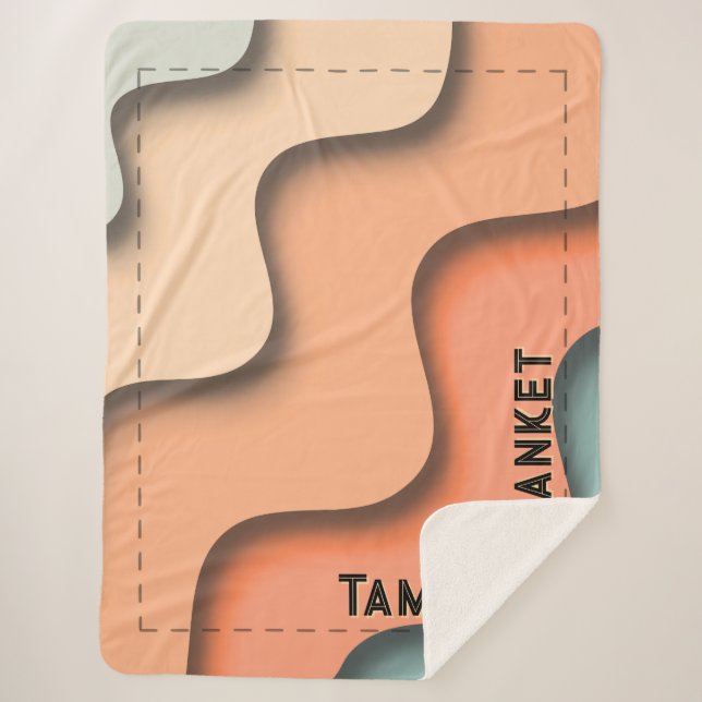 Wavy 3D Retro Custom Name with Corner Text Sherpa Blanket (Front)