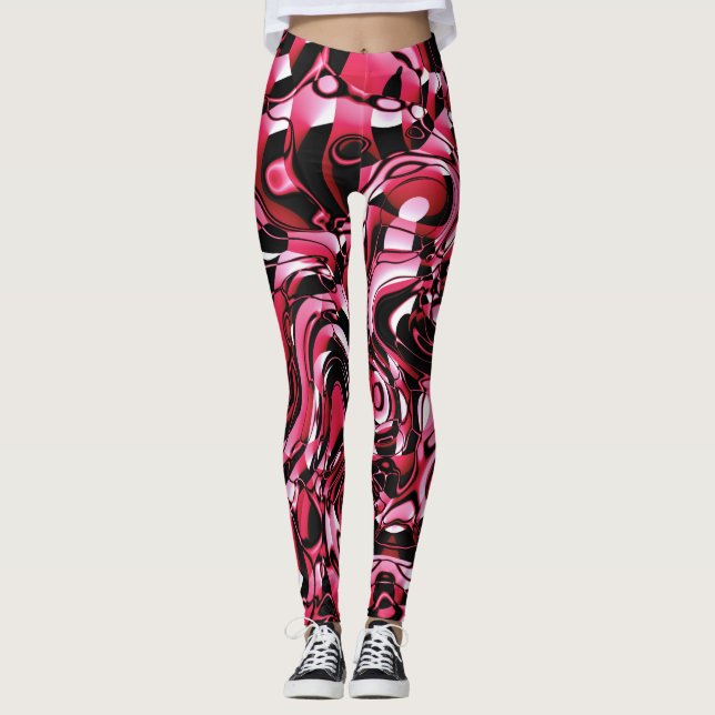 Wavy Abstract 270321 - 02 Red Leggings (Front)