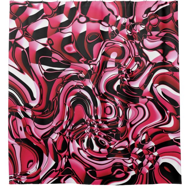 Wavy Abstract 270321 - 02 Red Shower Curtain (Front)