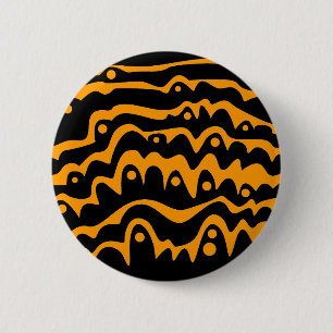Wavy Abstract Black and Orange 6 Cm Round Badge