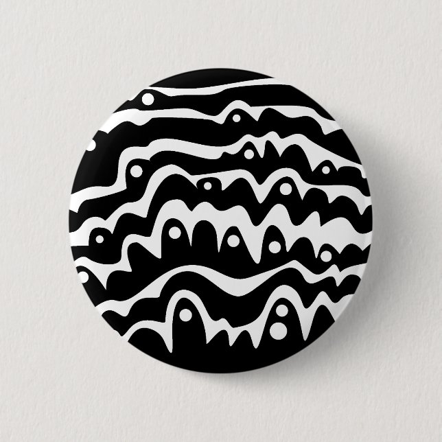 Wavy Abstract Black and White 6 Cm Round Badge (Front)