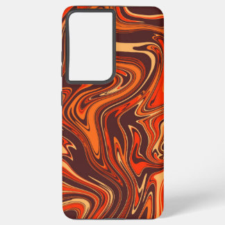 Wavy abstract, liquid red marble, fluid, retro samsung galaxy case