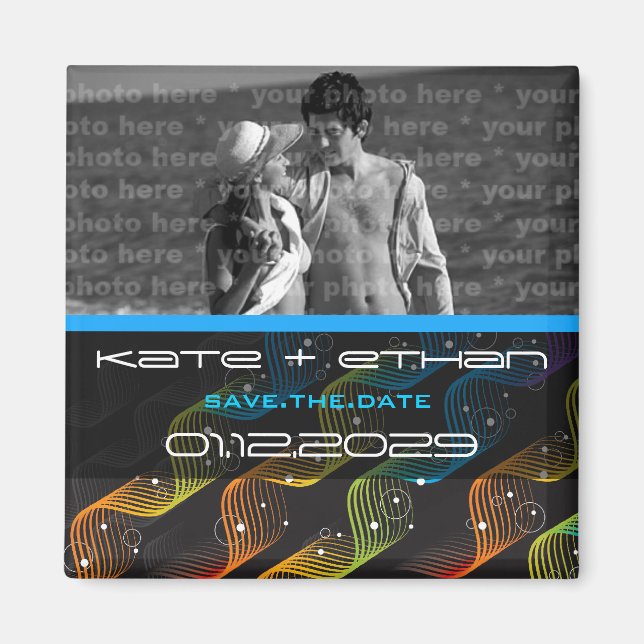 Wavy Abstract Twist | 01 * Save Date Photo Magnet (Front)