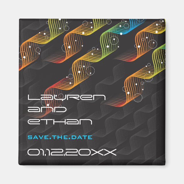 Wavy Abstract Twist | 01 * Save The Date Magnet (Front)
