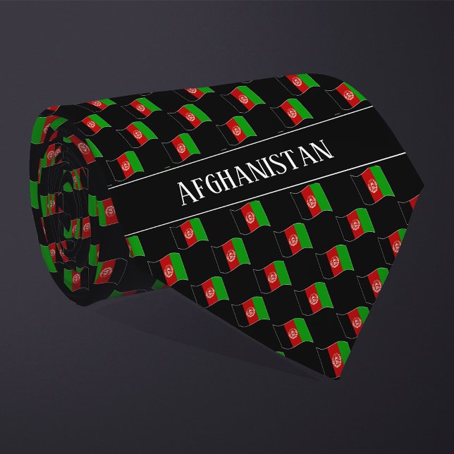 Wavy Afghanistan Flag Pattern  Tie (Creator Uploaded)