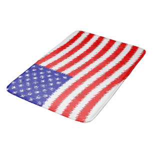 Wavy American flag Bath Mat