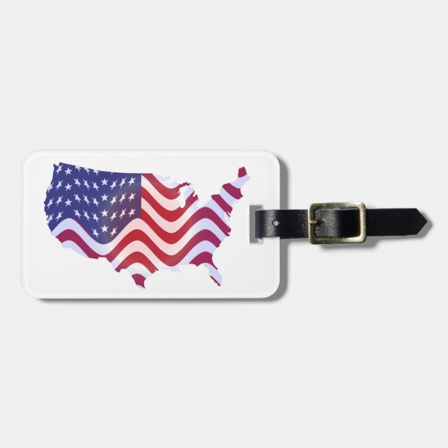WAVY AMERICAN FLAG LUGGAGE TAG (Front Horizontal)