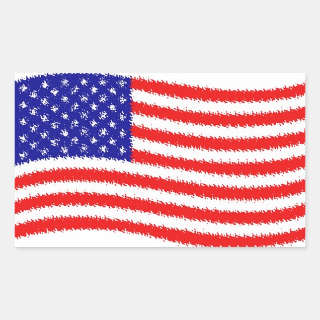 Wavy American flag Rectangular Sticker (Front)