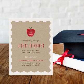 Wavy Apple Preschool Graduation Party Invitation