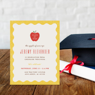 Wavy Apple Preschool Graduation Party Invitation