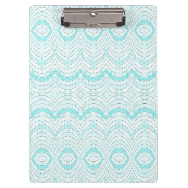 Wavy Aqua Geometric Pattern Clipboard (Front)