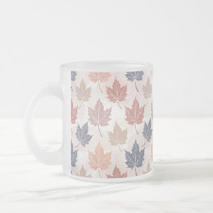 Wavy Autumn Leaves Frosted Glass Coffee Mug