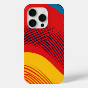 Wavy bands in primary colours with textures iPhone 15 pro case
