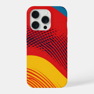 Wavy bands in primary colours with textures iPhone 15 pro case