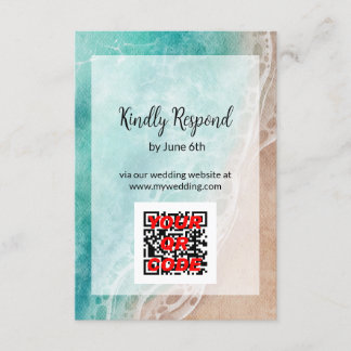 Wavy Beach Seaside Outdoor Wedding RSVP Online Invitation