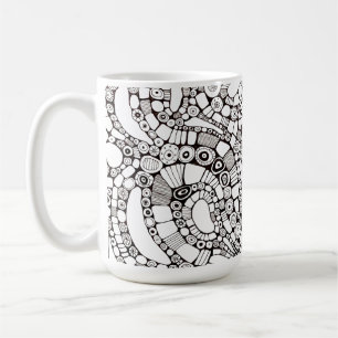 Wavy Bendy Circles Square Abstract Line Drawing Coffee Mug