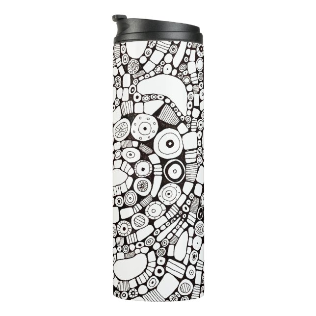 Wavy Bendy Circles Square Abstract Pen Drawing Thermal Tumbler (Rotated Right)