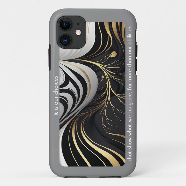 Wavy black and gold iPhone Case (Back)