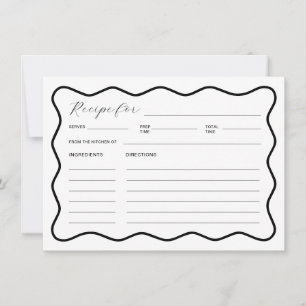 Wavy Black and White Bridal Shower Recipe Card