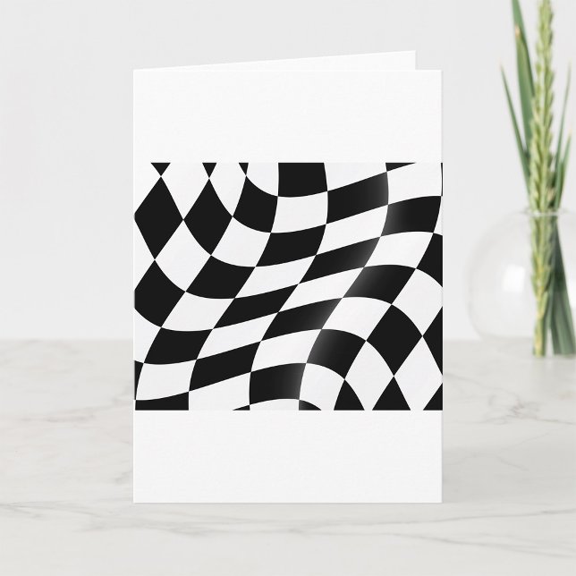 Wavy Black and White Chequered Flag Racing Card (Creator Uploaded)