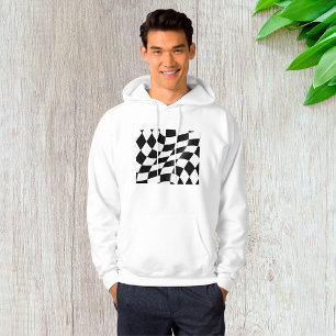 Wavy Black and White Chequered Flag Racing Hoodie