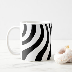Wavy black and white stripes pattern cafe mug