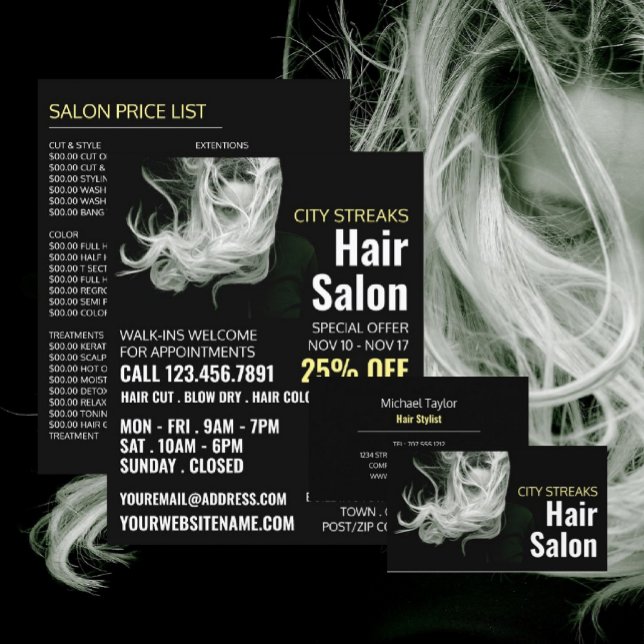 Wavy Blonde Hair, Hair Stylist, Hair Salon Business Card (Creator Uploaded)