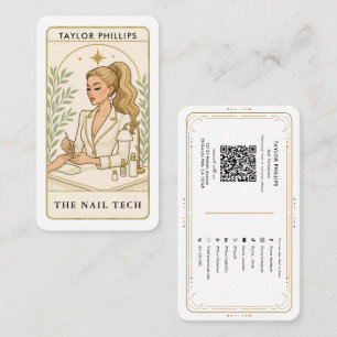 Wavy Blonde Nail Tech Tarot Social Media QR Business Card