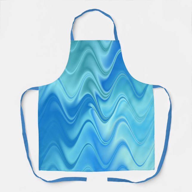 Wavy Blue Abstract Apron (Front)