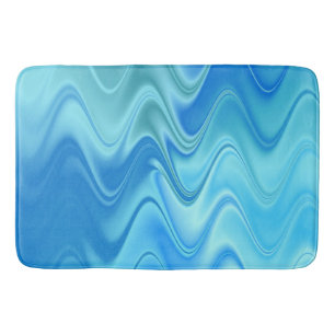 Wavy Blue Abstract Bath Mat