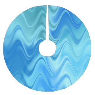 Wavy Blue Abstract Brushed Polyester Tree Skirt