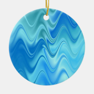 Wavy Blue Abstract Ceramic Tree Decoration