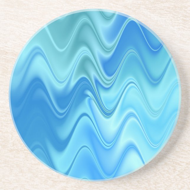 Wavy Blue Abstract Coaster (Front)