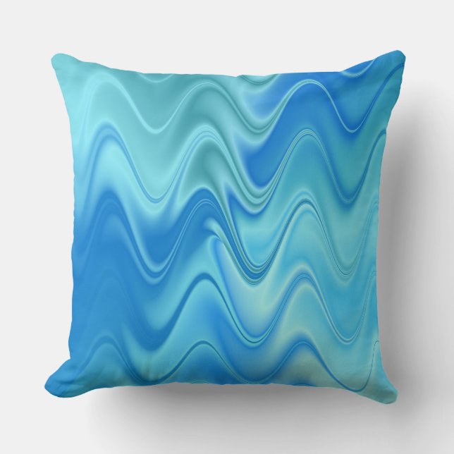 Wavy Blue Abstract Cushion (Front)