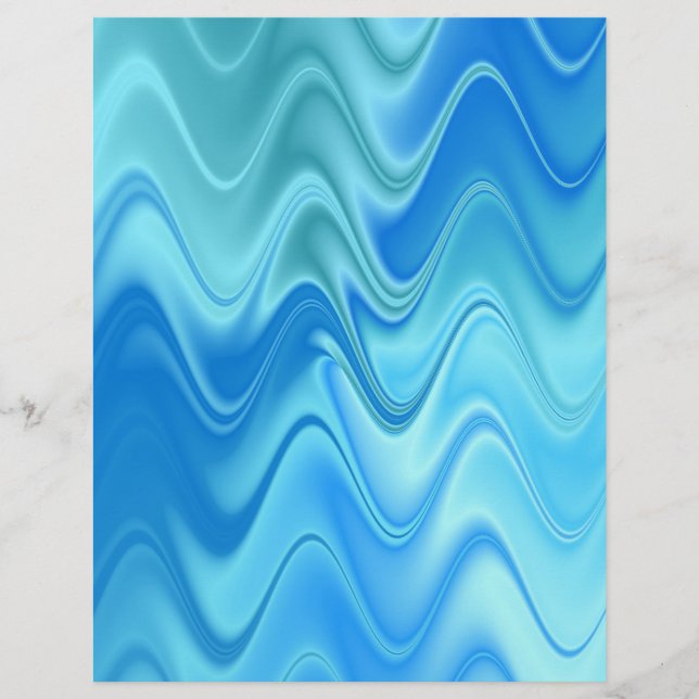 Wavy Blue Abstract Custom Letterhead (Front)