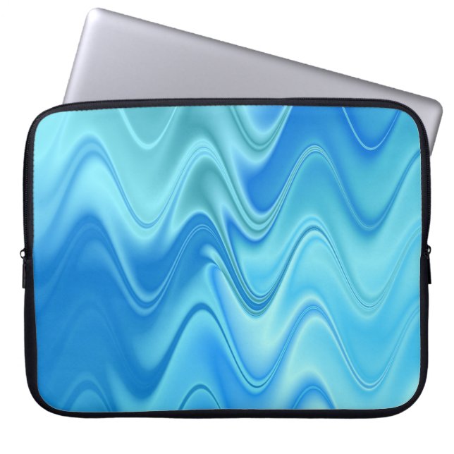Wavy Blue Abstract Laptop Sleeve (Front)