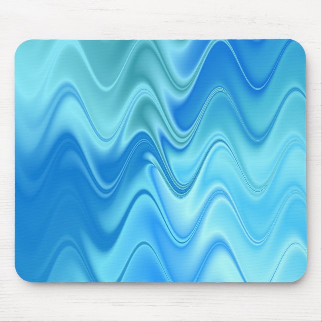 Wavy Blue Abstract Mouse Mat (Front)