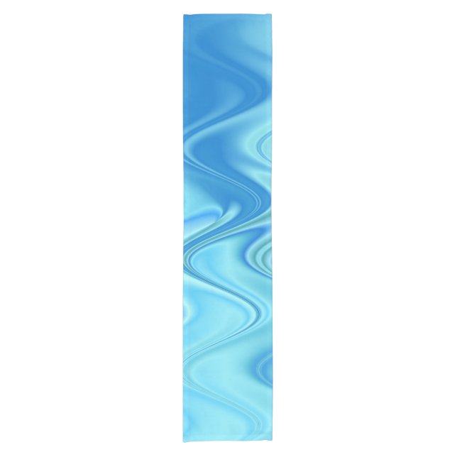Wavy Blue Abstract Short Table Runner (Front)