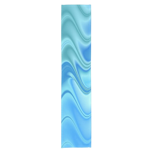Wavy Blue Abstract Short Table Runner (Front)