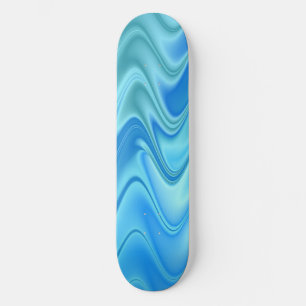 Wavy Blue Abstract Skateboard
